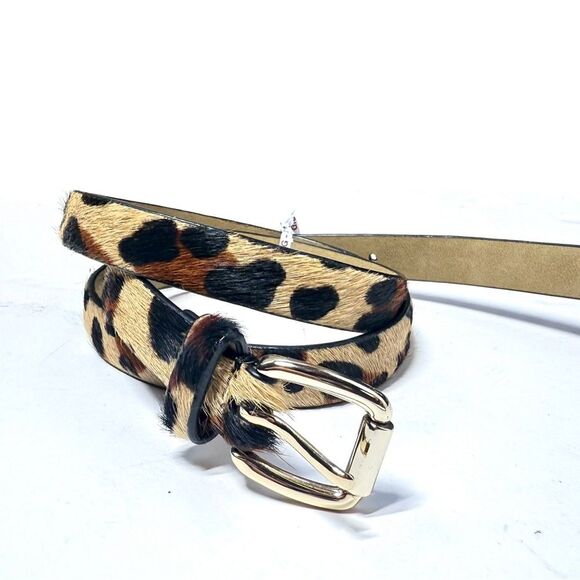 Talbots Calf Hair Skinny Belt with Rounded Square Gold Buckle XS NWOT main image 10